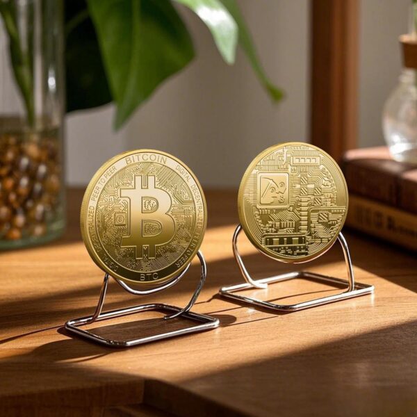 Bitcoin Coin Souvenir Gold Plated with Protective Case Physical 5pcs - Image 2