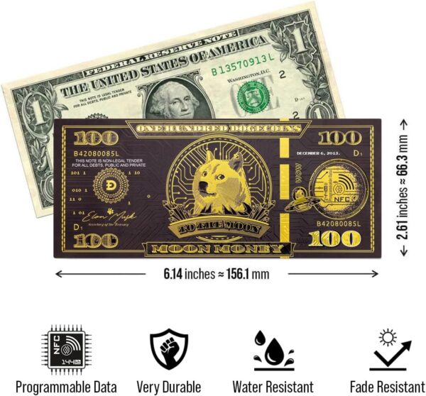 | Dogecoin (Doge) Moon Money | Custom Programmable Physical Crypto Cash |... - Image 3