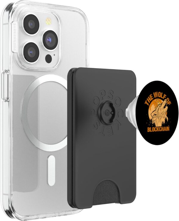 The Wolf of Blockchain Bitcoin Funny BTC Crypto Gift PopSockets Black - Image 3