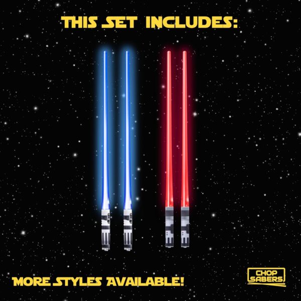 Lightsaber Led Light Up Chopsticks (2-Pairs, Blue & Red) & Red - Image 4