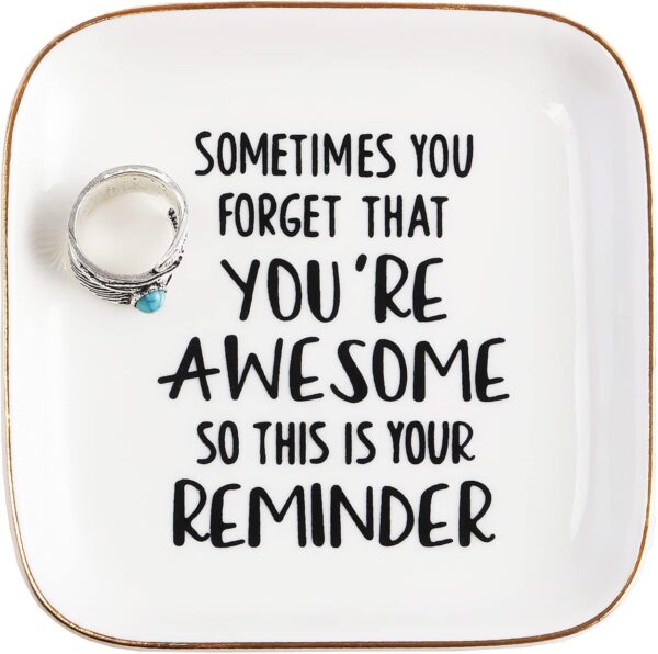 PUDDING CABIN Inspirational Gifts for Women Ring Dish You're Awesome