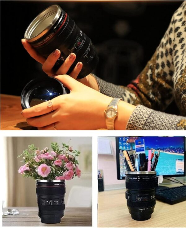 Camera Lens Coffee Mugs,Stainless Steel Cups 1 Count (Pack of 1), Black - Image 7
