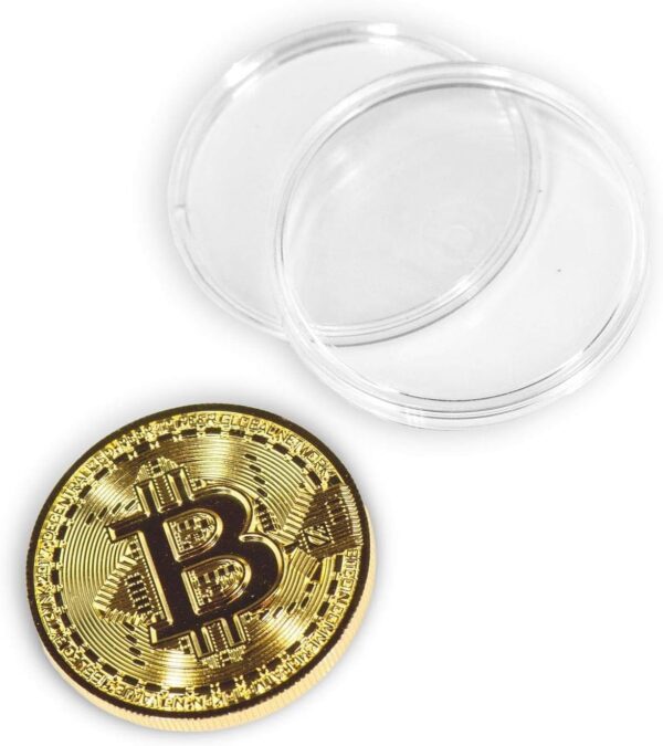 10 Pcs Bitcoin Coin Souvenir with Case, Physical Gold - Image 2
