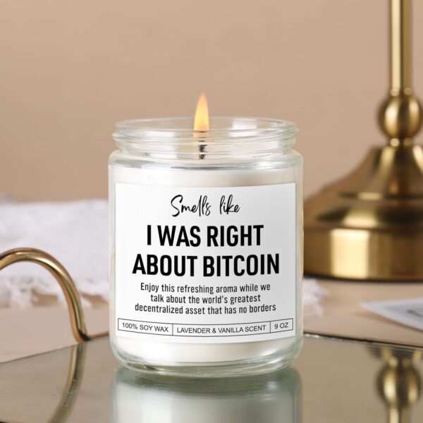 Scented Candle, Bitcoin Merch, Cryptocurrency, Crypto Gifts for Men, White - Image 5