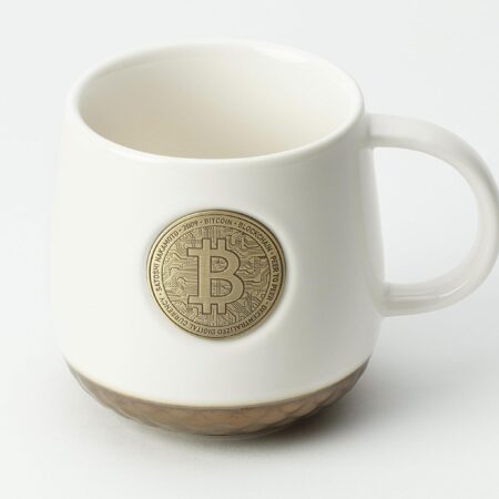 Crypto Bitcoin Coffee Mug, Ceramic Mug Cup, Digital Currency White