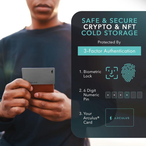 Arculus Crypto Cold Storage Wallet, Secure Bitcoin & Ethereum New Silver - Image 4