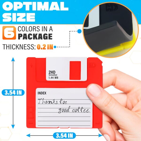 6 Pcs Floppy Disk Coaster - 6 Bright Colors Pack of 3.54x3.54x0.2 - Image 2