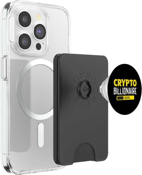 Crypto Billionaire Loading Bitcoin Retro Gift PopSockets Black - Image 3