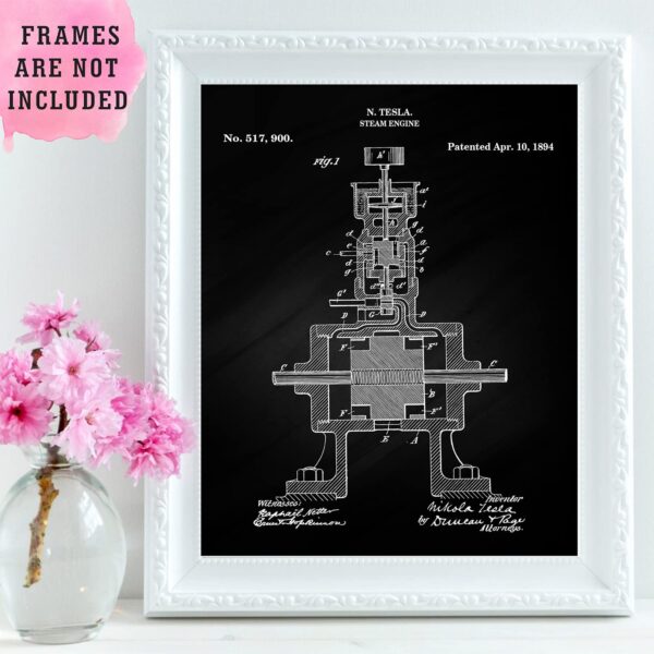 Nikola Tesla Vintage Patent Wall Art - 8" x 10" Unframed Photo, Black, White - Image 6