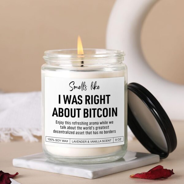 Scented Candle, Bitcoin Merch, Cryptocurrency, Crypto Gifts for Men, White - Image 4