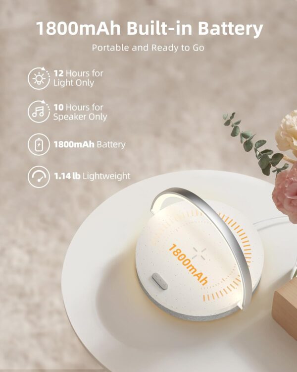 EZVALO Gift for Her, Music Table Lamp with Wireless Charger, 4 Round, White - Image 6