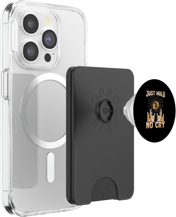 Just Hold No Cry Bitcoin Funny BTC Crypto Gift PopSockets Black - Image 3