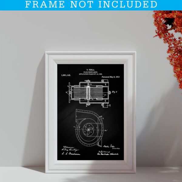 Nikola Tesla Vintage Patent Wall Art - 8" x 10" Unframed Photo, Black, White - Image 9