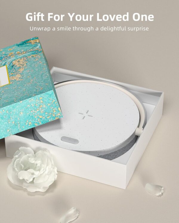 EZVALO Gift for Her, Music Table Lamp with Wireless Charger, 4 Round, White - Image 7
