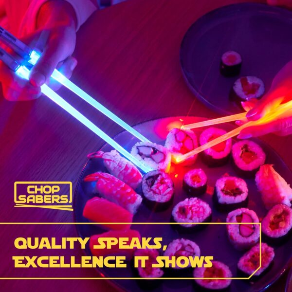 Lightsaber Led Light Up Chopsticks (2-Pairs, Blue & Red) & Red - Image 3