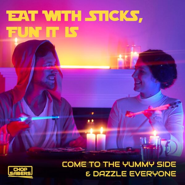 Lightsaber Led Light Up Chopsticks (2-Pairs, Blue & Red) & Red - Image 2