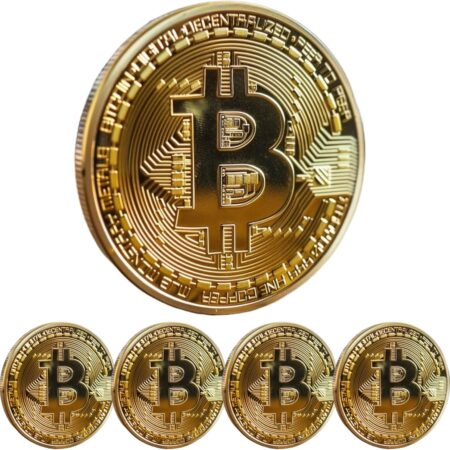 Bitcoin Coin - Commemorative BTC Coins Plus Clear Protective Case, Physical...