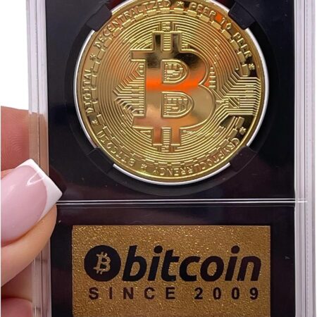 Bitcoin Coin in Collector's Edition Case, Birthday Gift, Home Office for...