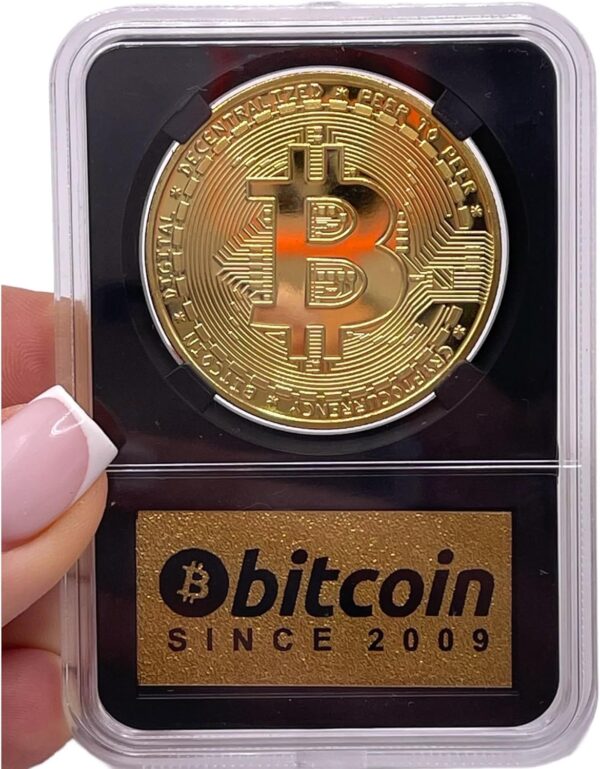 Bitcoin Coin in Collector's Edition Case, Birthday Gift, Home Office for...
