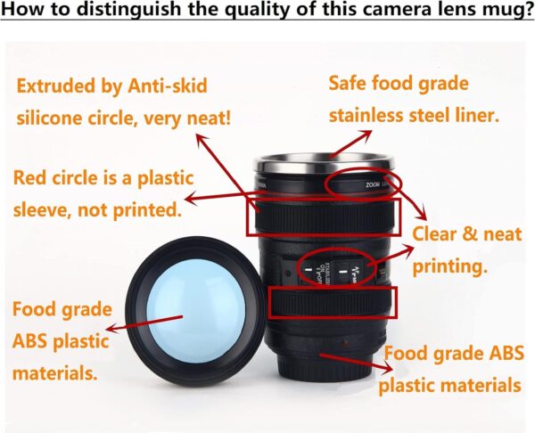 Camera Lens Coffee Mugs,Stainless Steel Cups 1 Count (Pack of 1), Black - Image 6