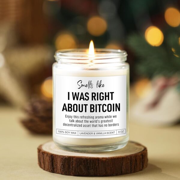 Scented Candle, Bitcoin Merch, Cryptocurrency, Crypto Gifts for Men, White - Image 6