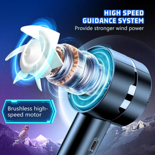 2pcs Portable Handheld Turbo Fan with 7000rpm High-Speed Mini, Black 2 Pack - Image 3