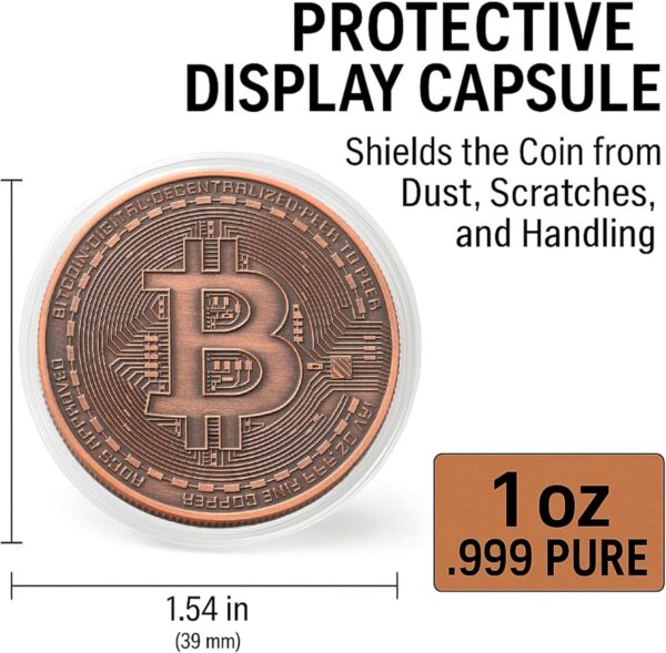 Bitcoin Coin | Copper 1 oz.999 Pure | Gifts for Collectors &... - Image 6