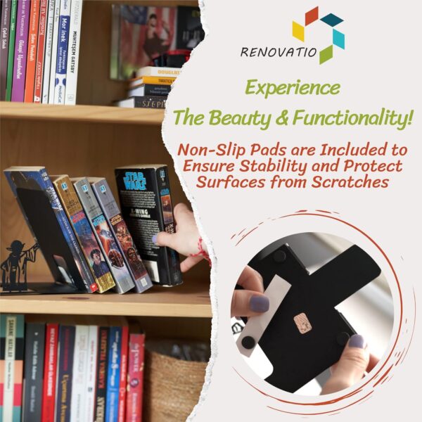 Renovatio Black Metal Bookend – Cute, Unique, Geeky Decor for Home, - Image 7