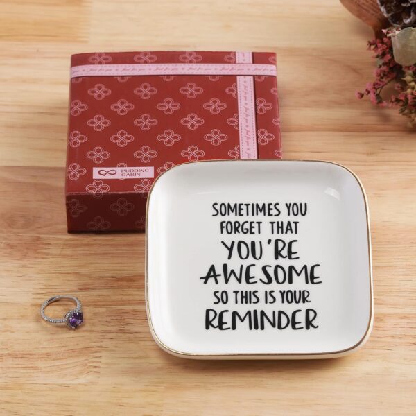 PUDDING CABIN Inspirational Gifts for Women Ring Dish You're Awesome - Image 3