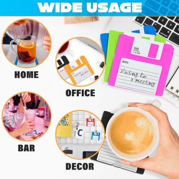 6 Pcs Floppy Disk Coaster - 6 Bright Colors Pack of 3.54x3.54x0.2 - Image 4
