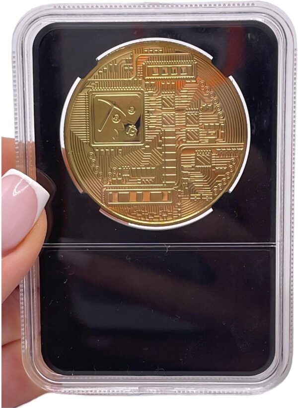 Bitcoin Coin in Collector's Edition Case, Birthday Gift, Home Office for... - Image 2