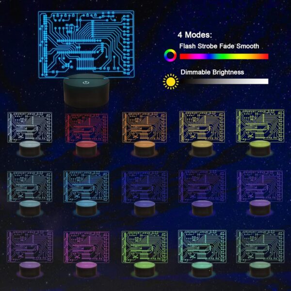 Geeky Gifts, Computer Geekery PCB Lamp 16 Colors Changing Touch & Multicolor - Image 2