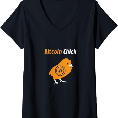 Womens Bitcoin Chick | UNIQUE GIFT | Funny Crypto$ V-Neck T-Shirt Small, Black