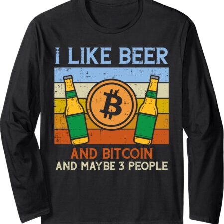 Beer Bitcoin 3 People Funny Crypto Cryptocurrency Men Women Long Small, Black