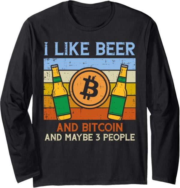 Beer Bitcoin 3 People Funny Crypto Cryptocurrency Men Women Long Small, Black