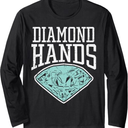 Diamond Hands Crypto Stocks Cryptocurency Trader Men Women Long Small, Black