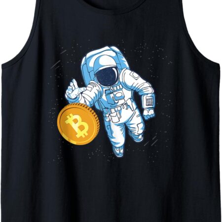 Bitcoin Astronaut Trader Crypto Asset Cryptocurrency Gifts Tank Small, Black