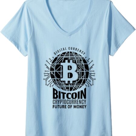 Womens Graphic Bitcoin Future of Money HODL BTC Tee Crypto Small, Baby Blue