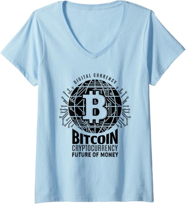 Womens Graphic Bitcoin Future of Money HODL BTC Tee Crypto Small, Baby Blue