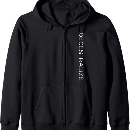 Crypto Cryptocurrency Gift Blockchain Shirt | DECENTRALIZE Zip Small, Black