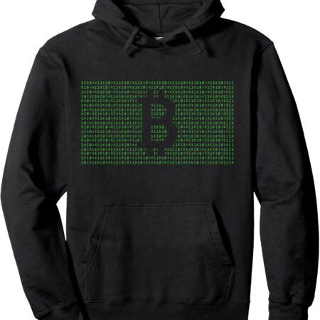 Bitcoin Logo Binary Code Crypto Currency HODL Nerd Gift Pullover Small, Black