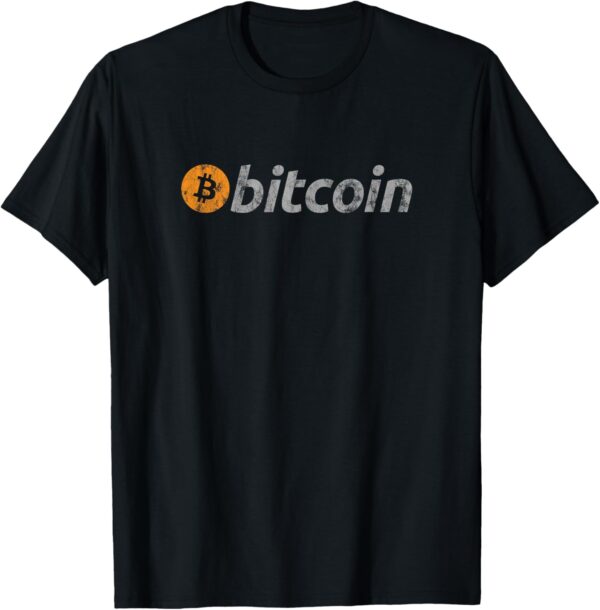 Vintage Look Bitcoin Logo T-Shirt - Black, Unisex-Adults, Short Small, Black