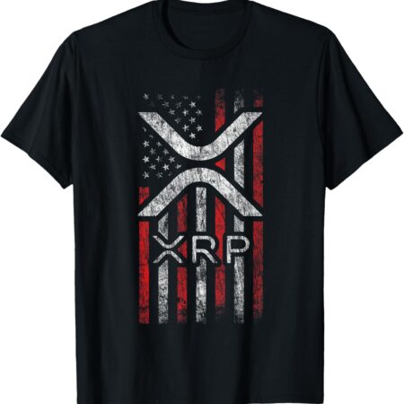 Crypto Currency - XRP Cryptocurrency - American Flag - Small, Black