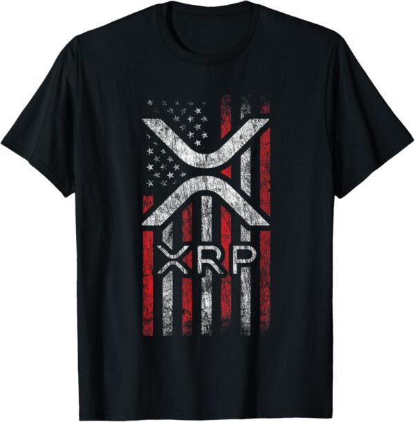 Crypto Currency - XRP Cryptocurrency - American Flag - Small, Black