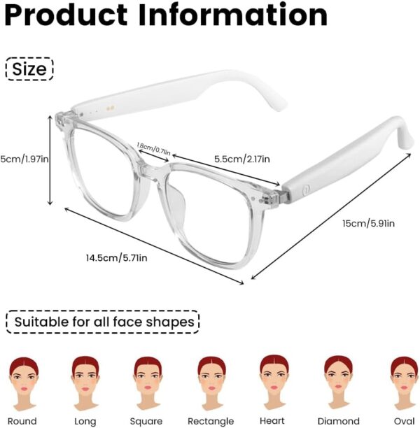 Smart Bluetooth Glasses with Photochromic Lenses - Open Ear Audio - Image 5