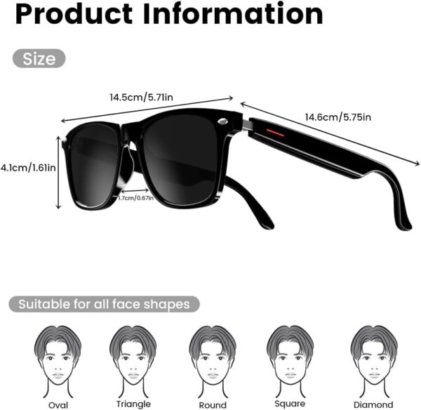 E13C Smart Bluetooth Glasses: Touch Control, Polarized Lenses - Image 4