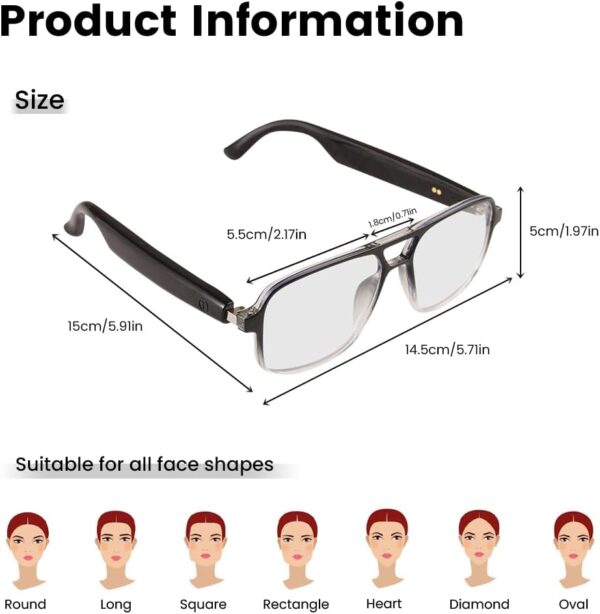 Smart Glasses with Blue Light Protection & Voice Control - Black - Image 5