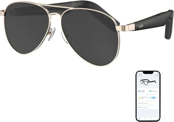 Smart Aviator M: Bluetooth Sunglasses with Open-Ear Speakers & AI Voice Control