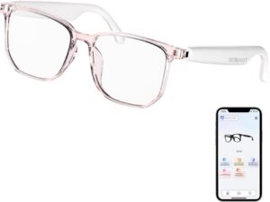AI Smart Glasses with Real-Time 144-Language Translation and Bluetooth 5.4 White