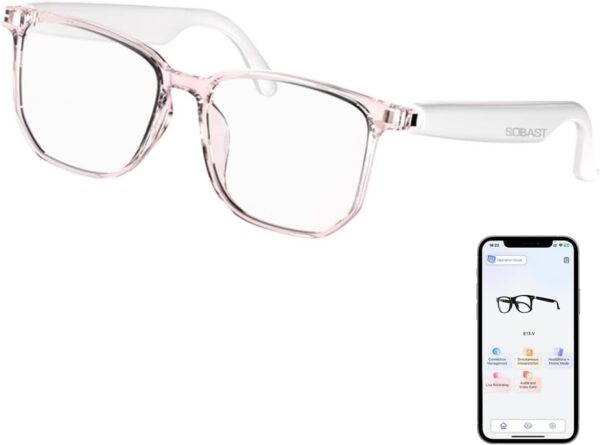 AI Smart Glasses with Real-Time 144-Language Translation and Bluetooth 5.4 White